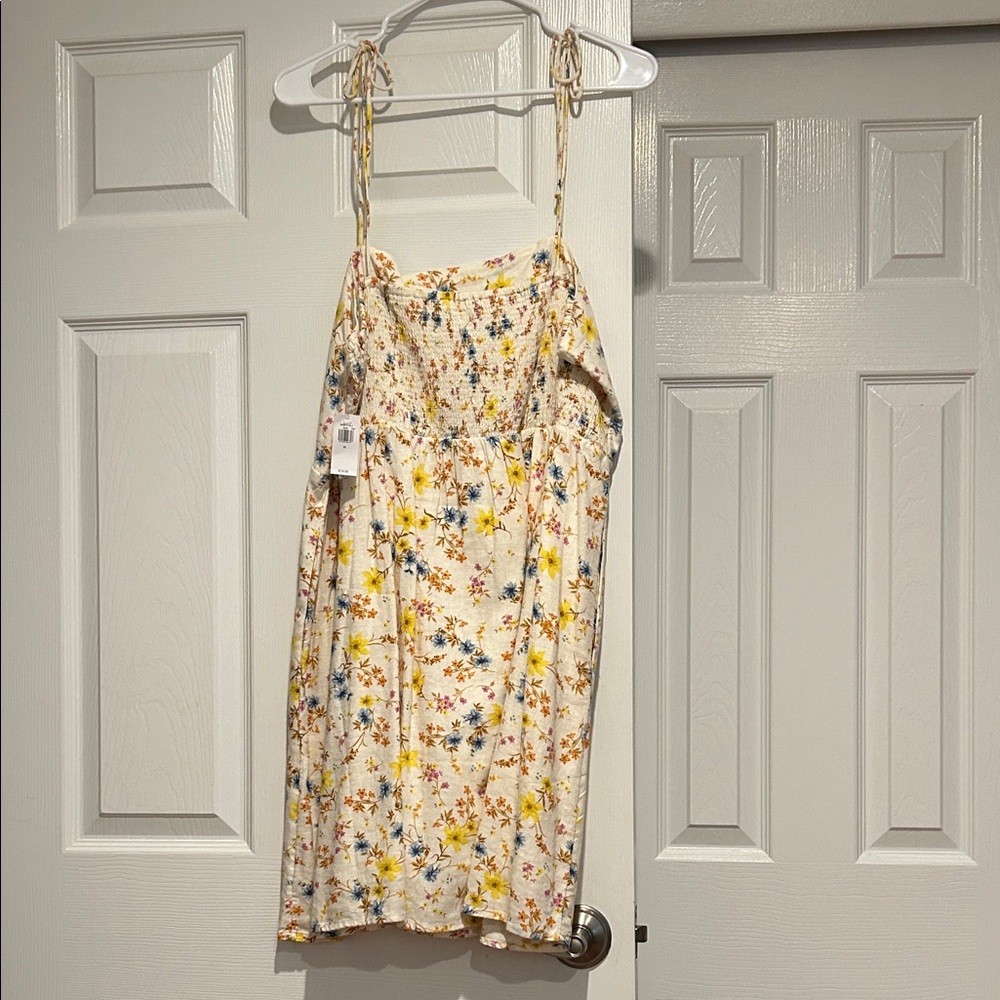 Old Navy Floral Spaghetti Strap Dress - Cream, Yellow, Blue - Picture 2 of 4